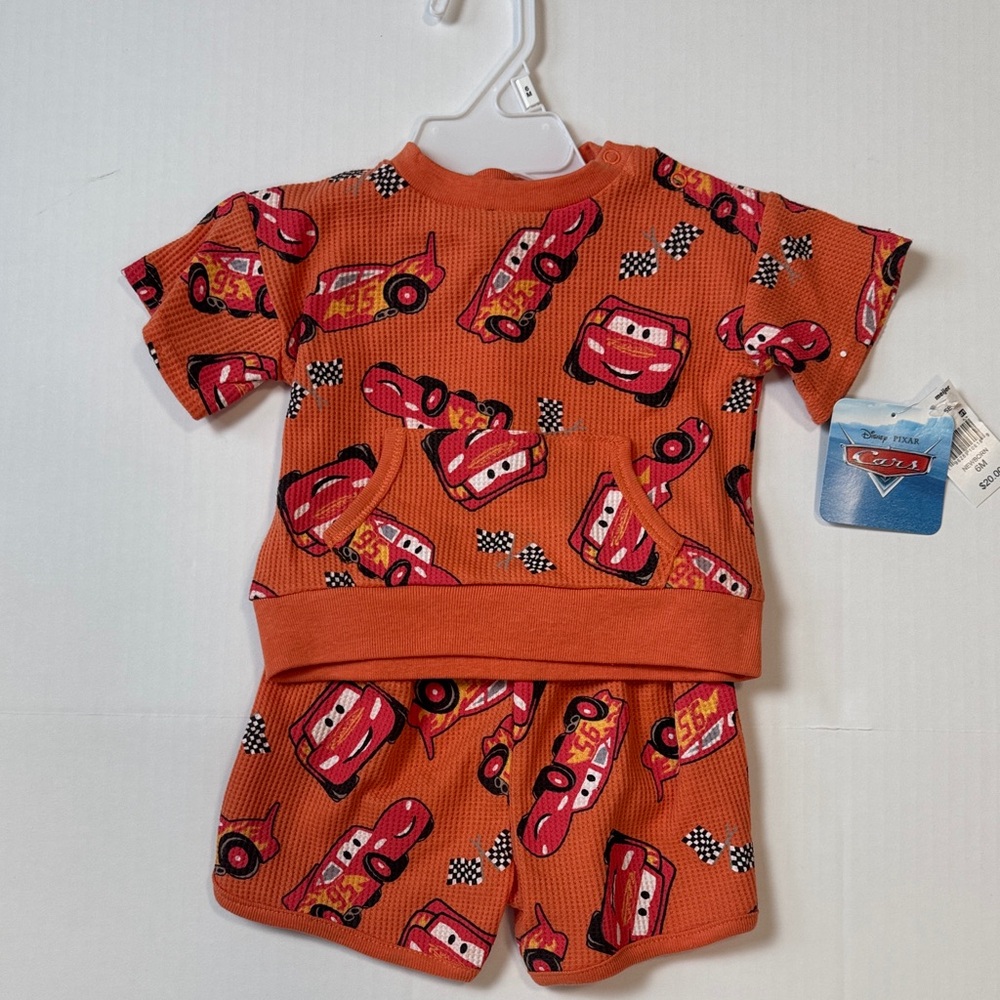 Disney Cars Orange waffle Knit Kids Play Set. 6M